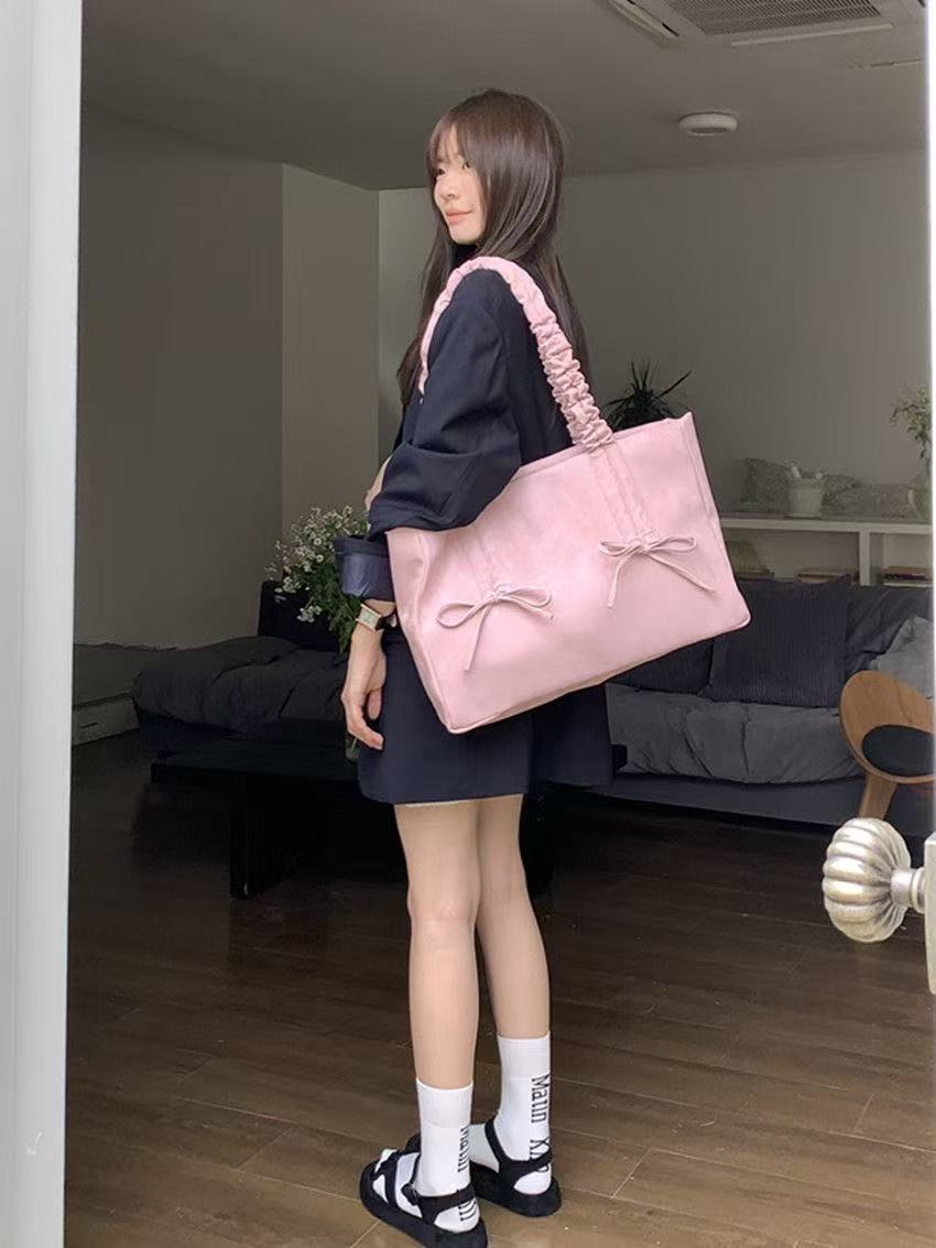 少女托特包包女士2025新款韩国小众设计粉色大容量